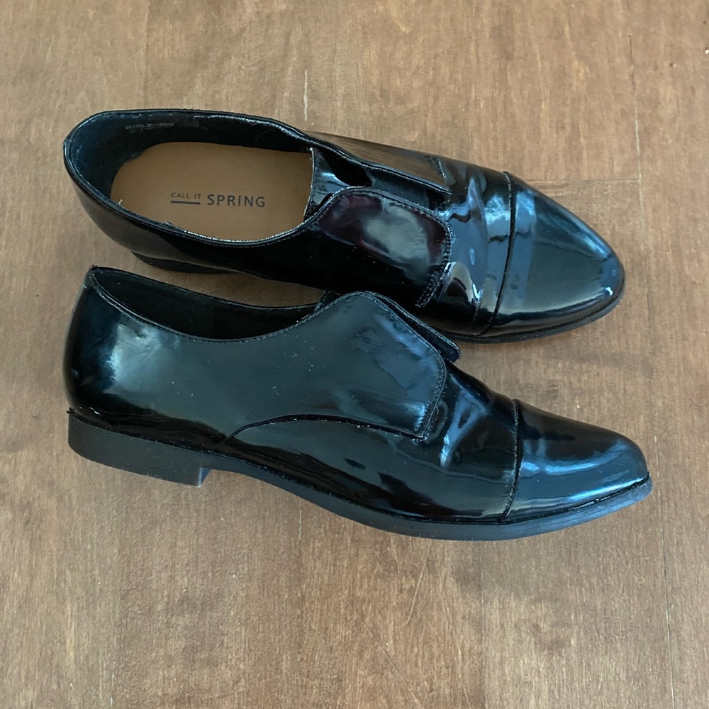 Call It Spring women’s glossy black shoes